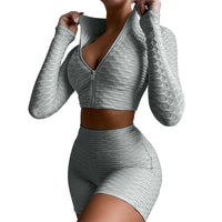 Women’s 2‑Piece Zipper Top Yoga Set - Seamless