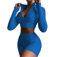 Women’s 2‑Piece Zipper Top Yoga Set - Seamless